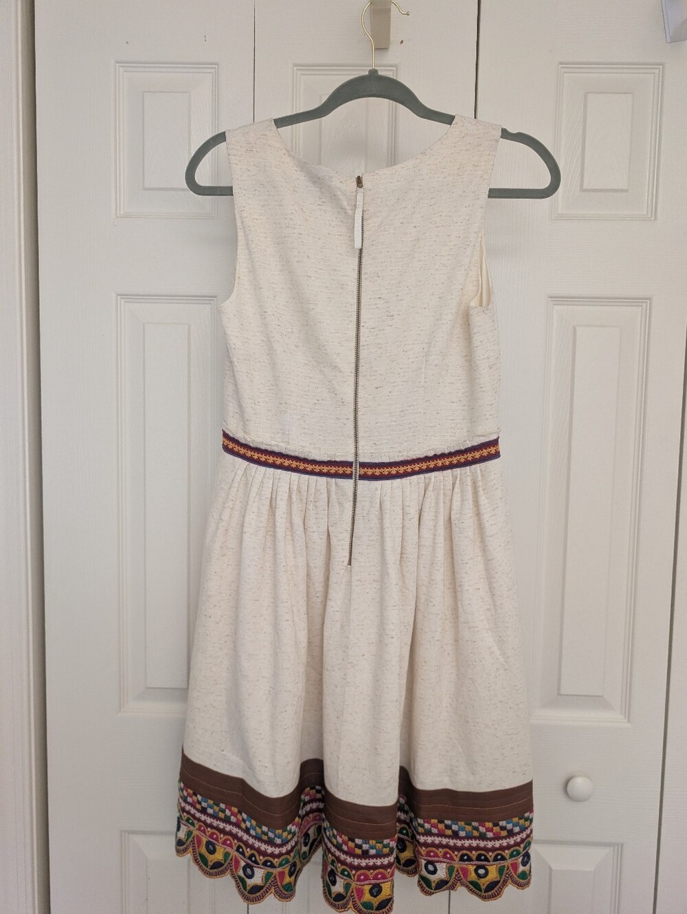 Anthropologie Let Me Be Linen Blend Embroidered Midi Dress - Picture 3 of 5